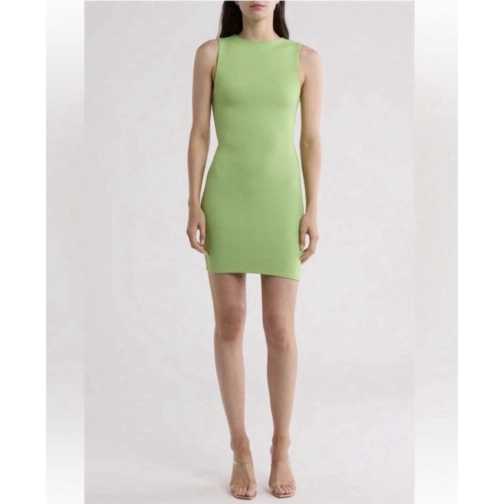 Naked Wardrobe sleeveless Mini Dress Women’s Sz XS Green Body-Con  Minimal